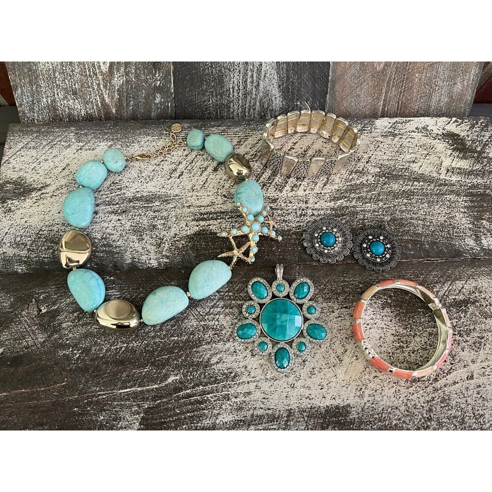 Jewelry Lot-Bracelets Necklaces  6 Pieces Turquoise Silver Coral Dana Buchman